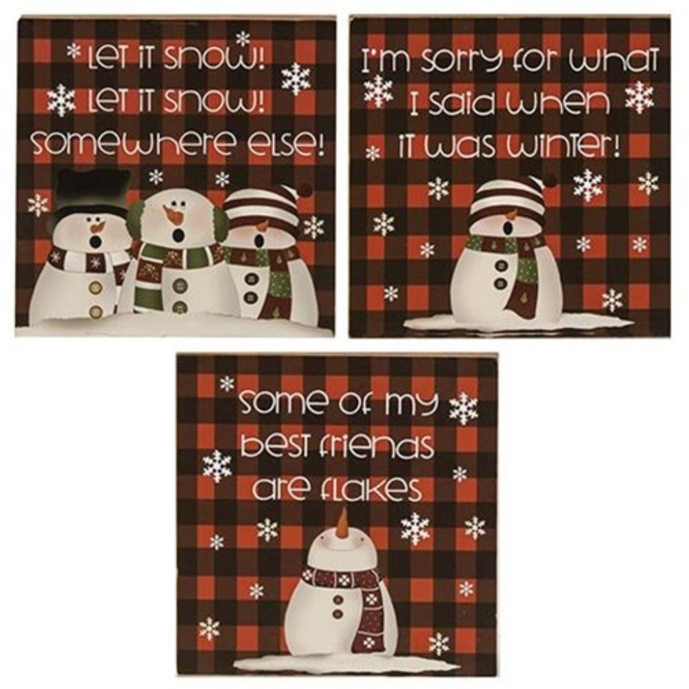 NWT Buffalo Plaid Set 3 Saying Blocks - Picture 2 of 5